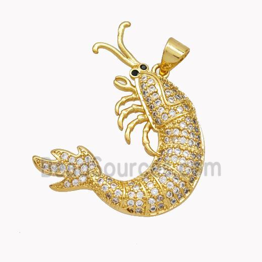 Copper Lobster Charms Pendant Pave Zirconia Gold Plated