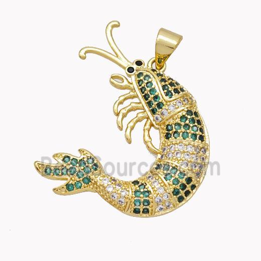 Copper Lobster Charms Pendant Pave Zirconia Gold Plated