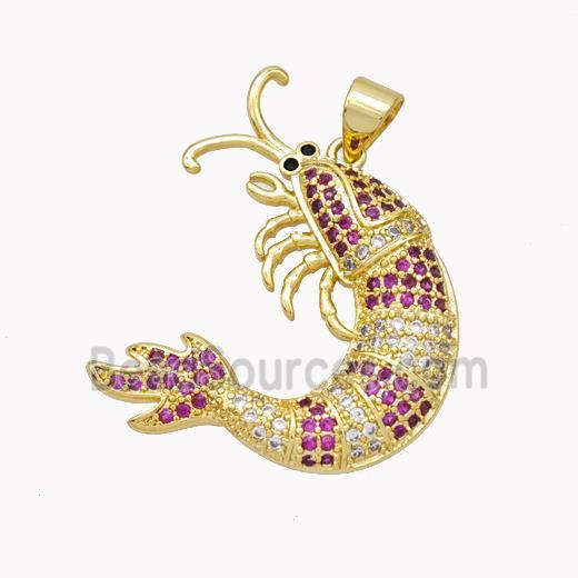 Copper Lobster Charms Pendant Pave Zirconia Gold Plated