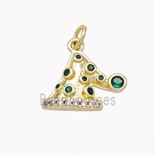 Christmas Hat Charms Copper Pendant Pave Zirconia Gold Plated