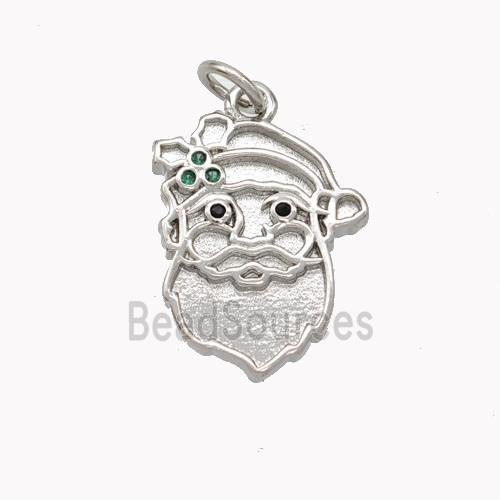 Santa Claus Charms Copper Pendant Pave Zirconia Platinum Plated