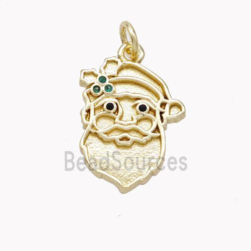 Santa Claus Charms Copper Pendant Pave Zirconia Gold Plated