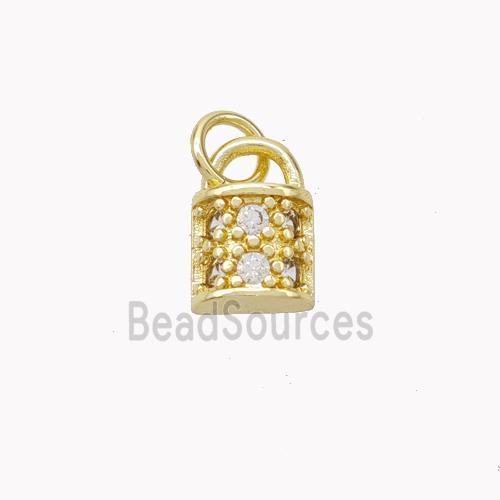 Copper Lock Pendant Pave Zirconia Gold Plated