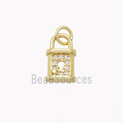 Copper Lock Pendant Pave Zirconia Gold Plated