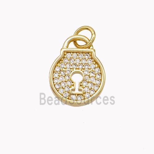 Copper Lock Pendant Pave Zirconia Gold Plated