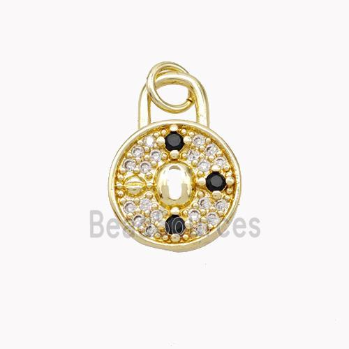 Copper Lock Pendant Pave Zirconia Gold Plated