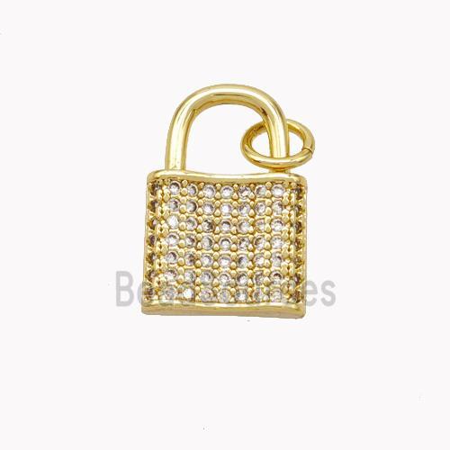 Copper Lock Pendant Pave Zirconia Gold Plated