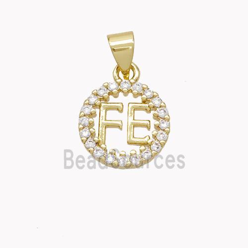 Copper FE Circle Pendant Pave Zirconia Gold Plated