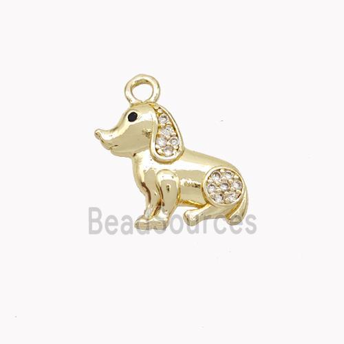 Copper Dog Pendant Pave Zirconia Gold Plated