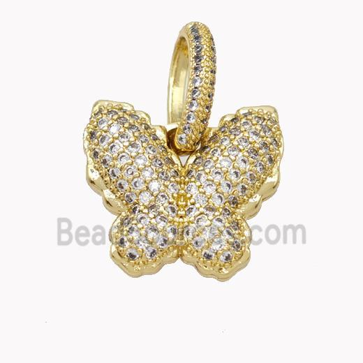 Copper Butterfly Pendant Pave Zirconia Gold Plated