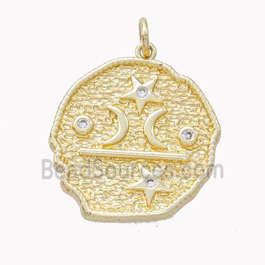 Copper Moon Star Pendant Pave Zirconia Gold Plated