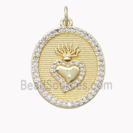 Copper Heart Pendant Pave Zirconia Gold Plated