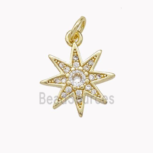 Copper Northstar Pendant Micropave Zirconia Gold Plated