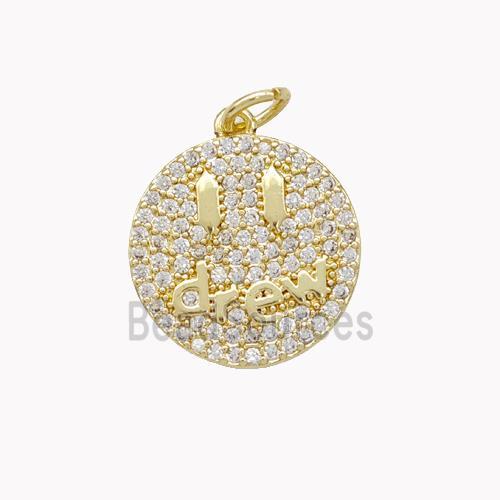 Copper Emoji Pendant Micropave Zirconia Drew Gold Plated