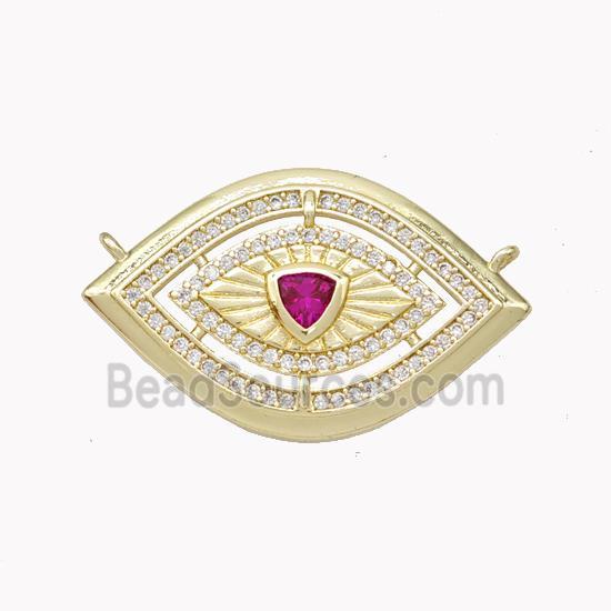 Copper Eye Pendant Pave Zirconia 2loops Gold Plated