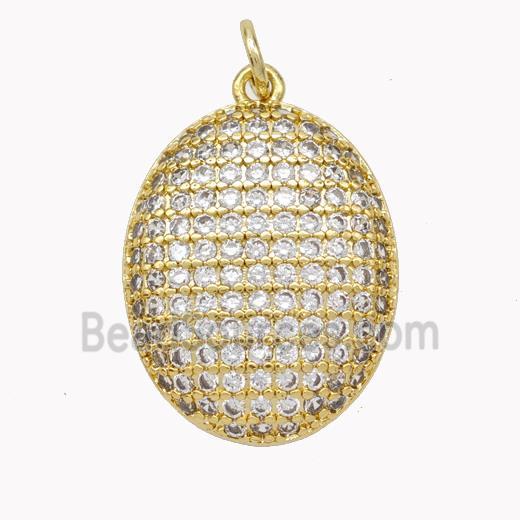 Copper Egg Pendant Pave Zirconia Oval Gold Plated