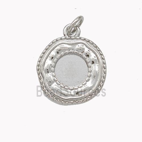 Copper Circle Pendant With Pad Cabochon Platinum Plated