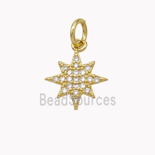 Copper Star Pendant Pave Zirconia Gold Plated