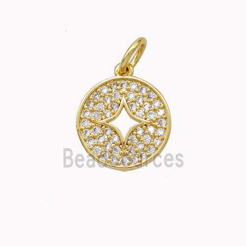 Copper Star Pendant Pave Zirconia Circle Gold Plated