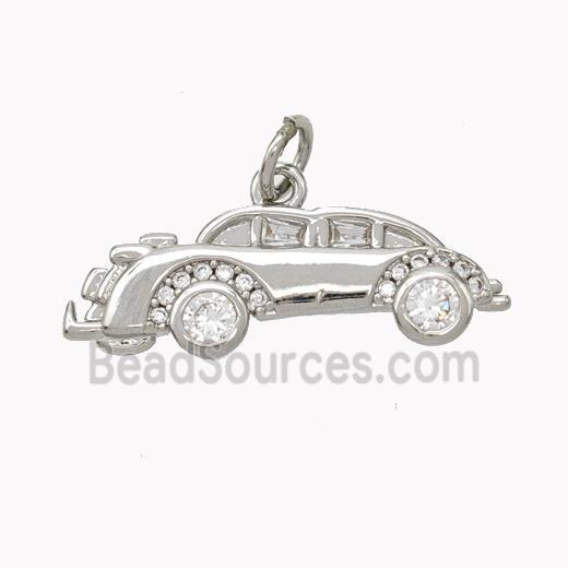 Copper Car Charms Pendant Pave Zirconia Platinum Plated