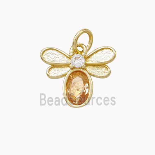 Copper Honeybee Pendant Pave Zirconia Gold Plated