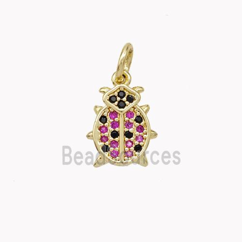 Copper Beetle Pendant Pave Zirconia Gold Plated