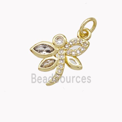 Copper Dragonfly Pendant Pave Zirconia Gold Plated