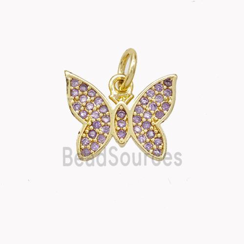 Copper Butterfly Pendant Pave Zirconia Gold Plated