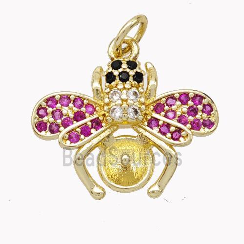 Copper Honeybee Pendant Pave Zirconia Gold Plated