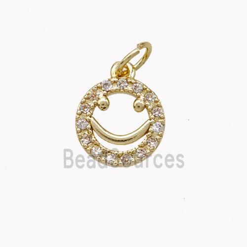 Copper Emoji Pendant Pave Zirconia Gold Plated