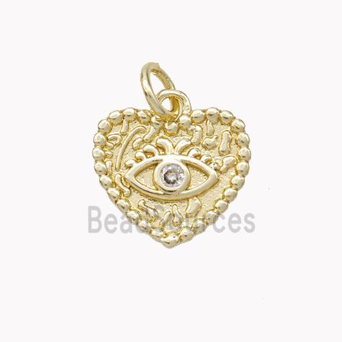 Copper Heart Eye Pendant Pave Zirconia Gold Plated