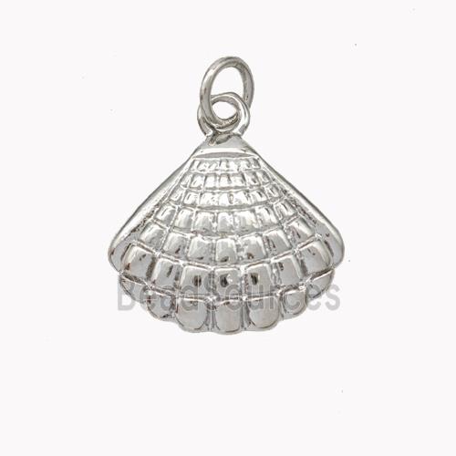 Copper Scallop Shell Pendant Platinum Plated