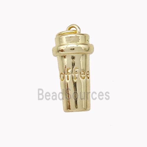 Coffee Cup Charms Copper Pendant Gold Plated