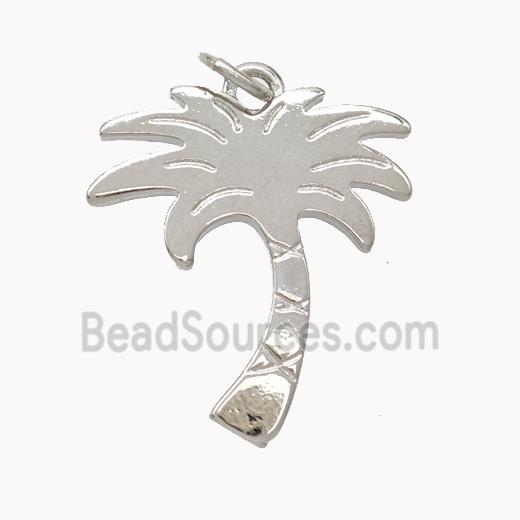 Coconut Tree Charms Copper Pendant Platinum Plated