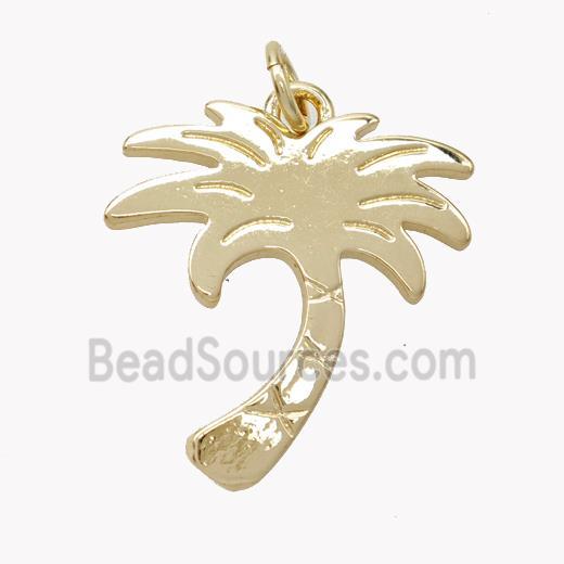 Coconut Tree Charms Copper Pendant Gold Plated