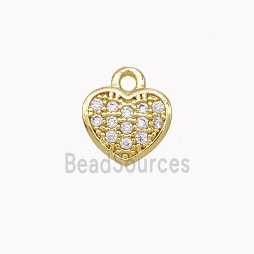 Copper Heart Pendant Pave Zirconia Gold Plated