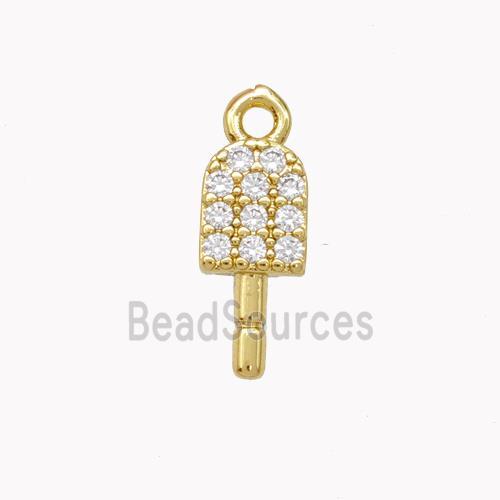 Ice Cream Charms Copper Pendant Pave Zirconia Gold Plated