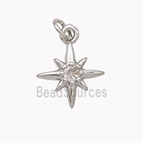 Copper Northstar Pendant Pave Zirconia Platinum Plated