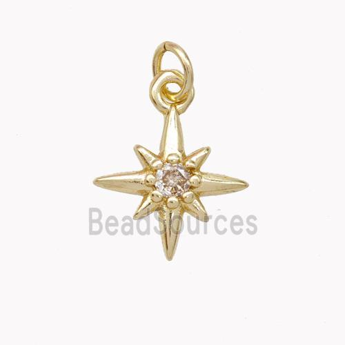 Copper Northstar Pendant Pave Zirconia Gold Plated