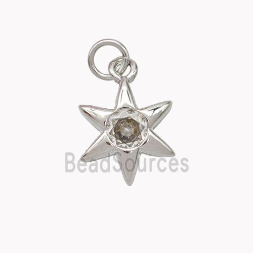 Copper Star Pendant Pave Zirconia Platinum Plated