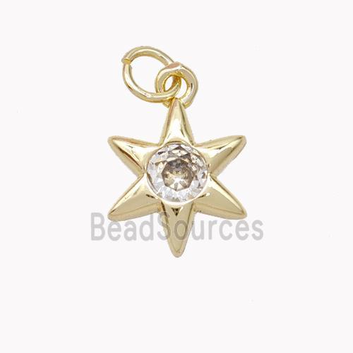 Copper Star Pendant Pave Zirconia Gold Plated