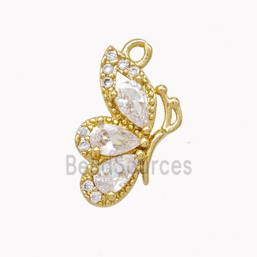 Copper Butterfly Pendant Pave Zirconia Miller Gold Plated