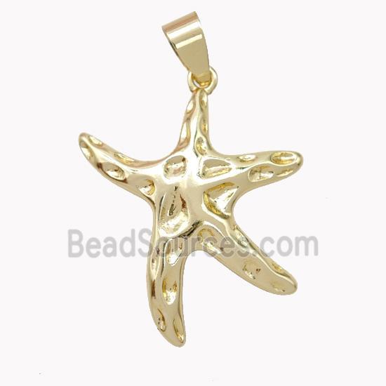 Copper Starfish Pendant Hammered Gold Plated