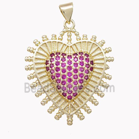 Copper Heart Pendant Micropave Zirconia Gold Plated