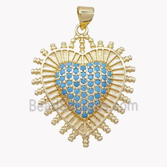 Copper Heart Pendant Micropave Zirconia Gold Plated