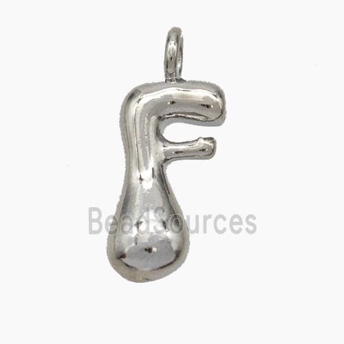Copper Letter-F Pendant Platinum Plated