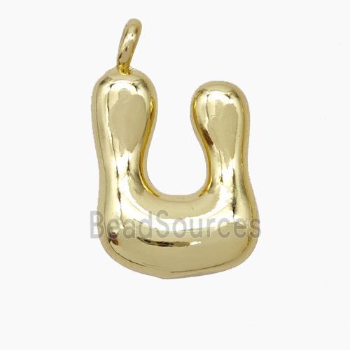Copper Letter-U Pendant Gold Plated