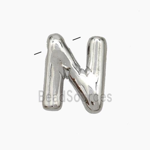 Copper Letter-N Pendant Platinum Plated