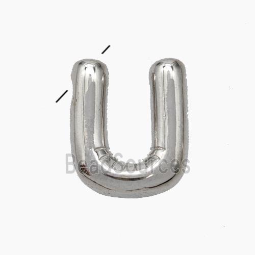 Copper Letter-U Pendant Platinum Plated