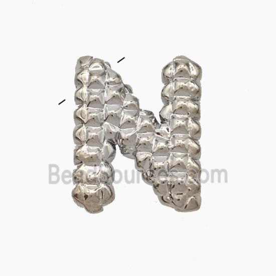 Copper Letter-N Pendant Platinum Plated